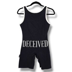 Deceived‎ Romper Bodysuit Snake Logo Sleeveless Jumpsuit Black Size S